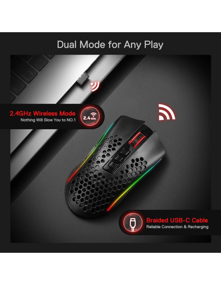 Ratón Gaming Inalámbrico Redragon M808 Storm Pro RGB 16000 DPI Ratón Gaming Inalámbrico Redragon M808 Storm Pro RGB 16000 DPI