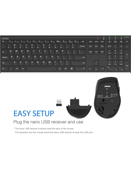 Combo Teclado y Ratón Inalámbrico Arteck HW192/MW167 Ergonómico Combo Teclado y Ratón Inalámbrico Arteck HW192/MW167 Ergonómico