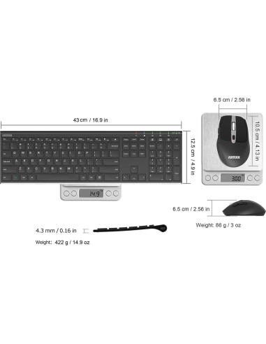 Combo Teclado y Ratón Inalámbrico Arteck HW192/MW167 Ergonómico