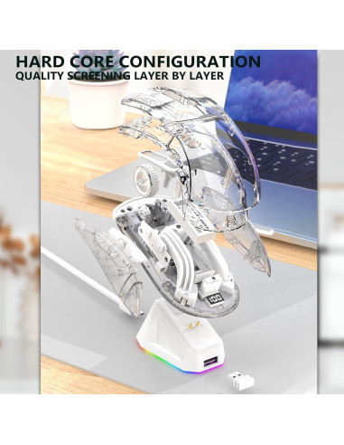 Ratón Gaming Mecánico Inalámbrico Attoe RGB Blanco