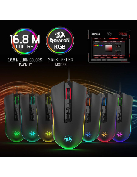 Ratón Óptico para Juegos Redragon M711 Cobra RGB 10000 DPI Ratón Óptico para Juegos Redragon M711 Cobra RGB 10000 DPI