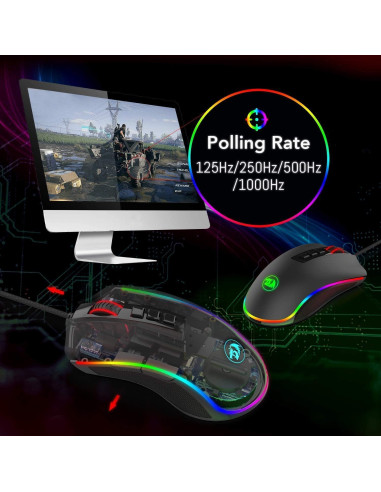 Ratón Óptico para Juegos Redragon M711 Cobra RGB 10000 DPI