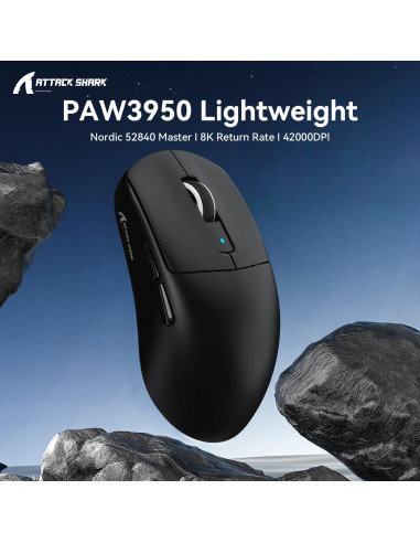 RATÓN GAMING INALÁMBRICO ATTACK SHARK R6, 38g, 42000 DPI