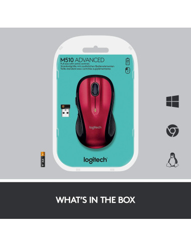 Ratón Inalámbrico Logitech M510 Rojo - Ergonomía y Control