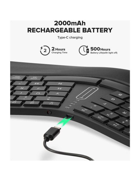 Teclado Ergonómico Inalámbrico DeLUX con Ratón Vertical Teclado Ergonómico Inalámbrico DeLUX con Ratón Vertical