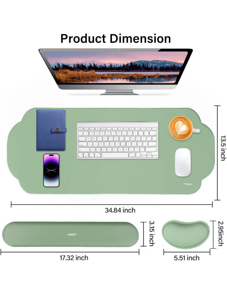 Almohadilla Ergonómica Mosiso Verde para Ratón y Teclado Almohadilla Ergonómica Mosiso Verde para Ratón y Teclado