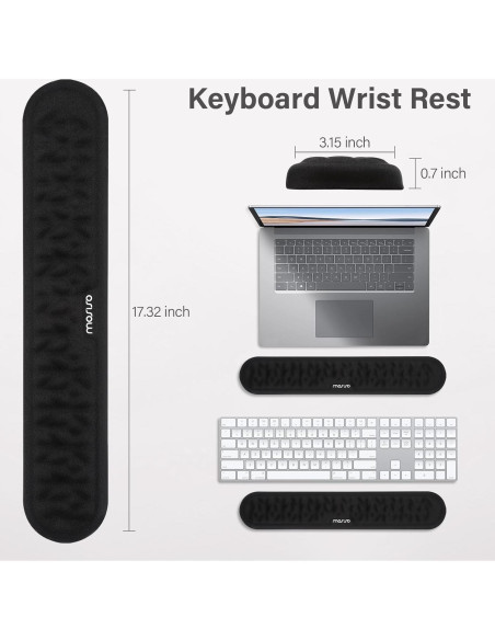 Reposamuñecas Ergonómico MOSISO para Teclado y Mousepad Negro Reposamuñecas Ergonómico MOSISO para Teclado y Mousepad Negro
