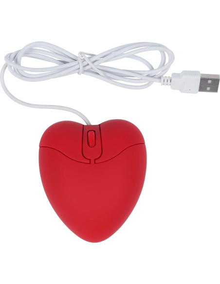 Ratón con cable GUGUELEC rojo corazón USB óptico 800 DPI Ratón con cable GUGUELEC rojo corazón USB óptico 800 DPI