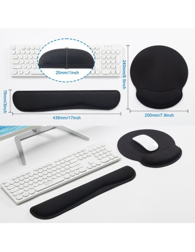 Almohadilla Ergonómica Leolee para Ratón y Teclado 2 Pcs