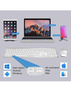 Combo Teclado y Ratón Inalámbrico UrbanX Blanco Recargable 2