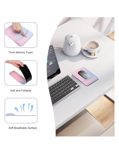 Soporte de Reposamuñecas Ergonómico MEGREZ 3 en 1 Rosa