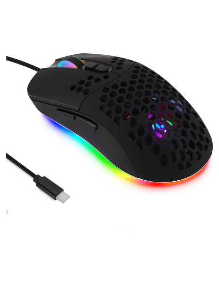 Ratón USB C Attoe FWUSBC Ligero 7200 DPI RGB Negro Ratón USB C Attoe FWUSBC Ligero 7200 DPI RGB Negro