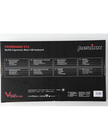 Teclado Ergonómico Perixx PERIBOARD-312 Retroiluminado USB 2 Puertos