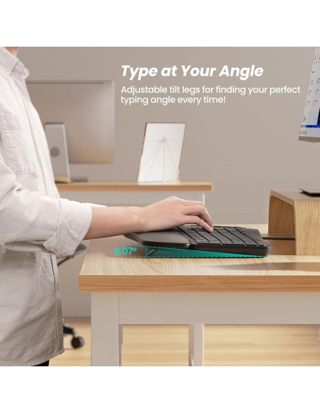 Teclado Ergonómico Nulea RT05C con Reposamuñecas Acolchado Teclado Ergonómico Nulea RT05C con Reposamuñecas Acolchado