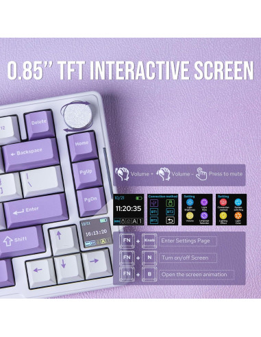 Teclado Gaming Mecánico AJAZZ AKS075 Inalámbrico 75% Blanco