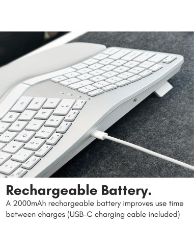 Teclado Ergonómico Bluetooth Macally BTBLERGO2A - Retroiluminado, 100 Teclas, Recargable