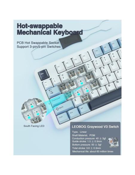 Teclado Mecánico Inalámbrico AULA F87 TKL RGB Hot Swappable Teclado Mecánico Inalámbrico AULA F87 TKL RGB Hot Swappable