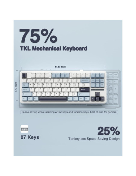 Teclado Mecánico Inalámbrico AULA F87 TKL RGB Hot Swappable Teclado Mecánico Inalámbrico AULA F87 TKL RGB Hot Swappable