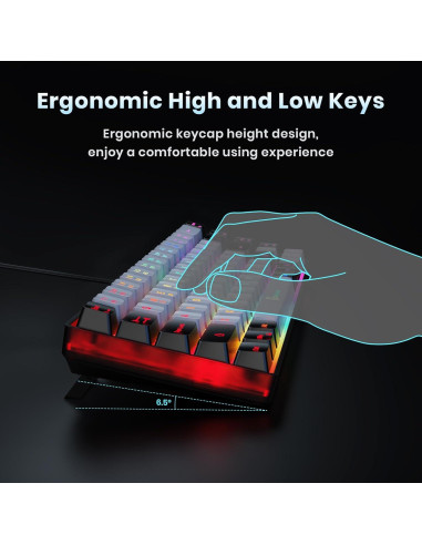 Teclado Gaming GEODMAER GM68 65% Retroiluminado con Cable