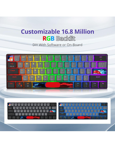 Teclado Mecánico Compacto 60% SbocKeeb RGB 61 Teclas