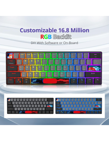 Teclado Mecánico Compacto 60% SbocKeeb RGB 61 Teclas Teclado Mecánico Compacto 60% SbocKeeb RGB 61 Teclas