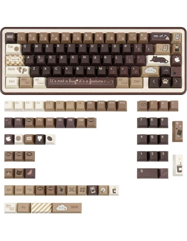 Conjunto de Teclas PBT JOLINTAL 130 Teclas Gato Café Cherry