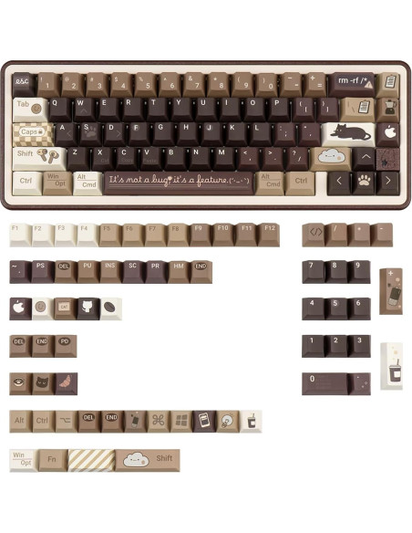 Conjunto de Teclas PBT JOLINTAL 130 Teclas Gato Café Cherry Conjunto de Teclas PBT JOLINTAL 130 Teclas Gato Café Cherry