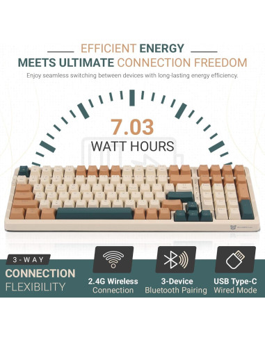 Teclado Mecánico Inalámbrico Qisan 100 Teclas RGB Marrón