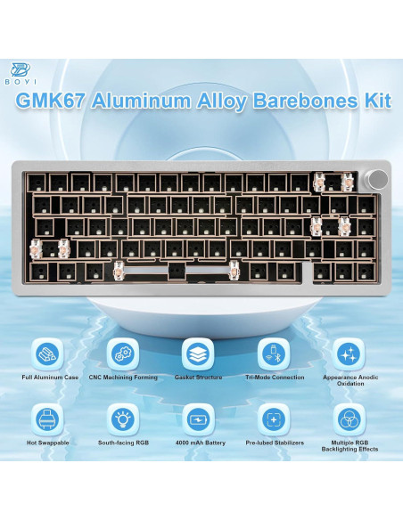 Teclado Mecánico BOYI GMK67 65% RGB Inalámbrico Aluminio Teclado Mecánico BOYI GMK67 65% RGB Inalámbrico Aluminio