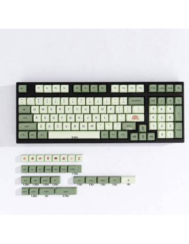Juego de Teclas PBT Matcha Verde 124 Teclas XDA Mintcaps