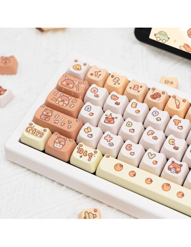 Conjunto de Teclas PBT Kawaii 134 Teclas COOMICKEY para Teclados Mecánicos