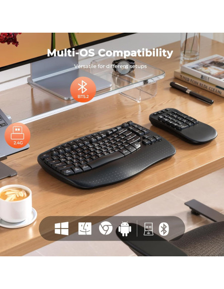 Teclado Inalámbrico Ergonómico Meetion K9330 con Reposamuñecas Teclado Inalámbrico Ergonómico Meetion K9330 con Reposamuñecas