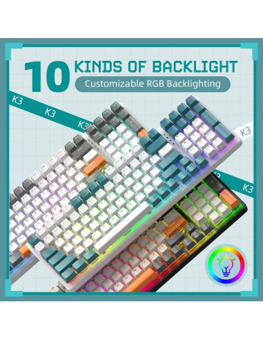 Teclado Mecánico Gaming AJAZZ K3 RGB 98 Teclas Anti-Conflito