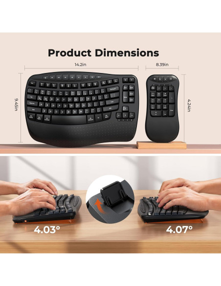 Teclado Inalámbrico Ergonómico Meetion K9330 con Reposamuñecas Teclado Inalámbrico Ergonómico Meetion K9330 con Reposamuñecas