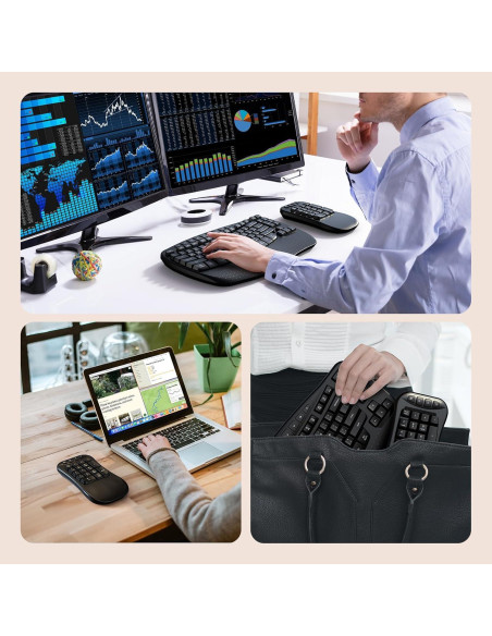 Teclado Inalámbrico Ergonómico Meetion K9330 con Reposamuñecas Teclado Inalámbrico Ergonómico Meetion K9330 con Reposamuñecas