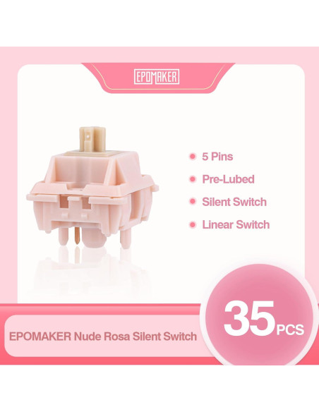 Interruptores Silenciosos EPOMAKER Nude Rosa 40gf 35 PCS Interruptores Silenciosos EPOMAKER Nude Rosa 40gf 35 PCS