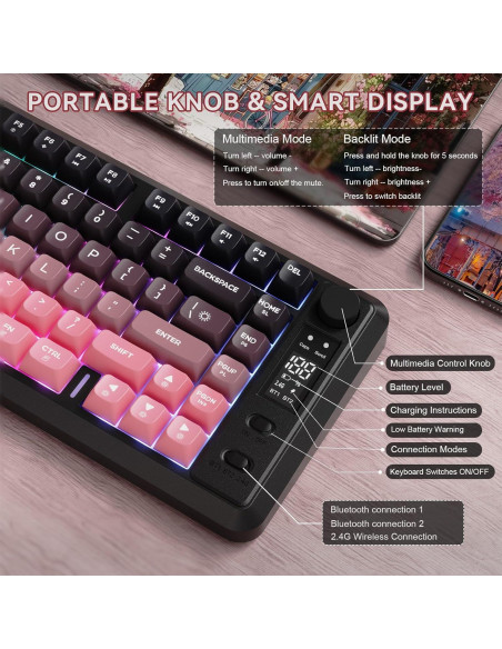 Teclado Inalámbrico ZIYOU LANG M75 RGB Compacto 82 Teclas Teclado Inalámbrico ZIYOU LANG M75 RGB Compacto 82 Teclas