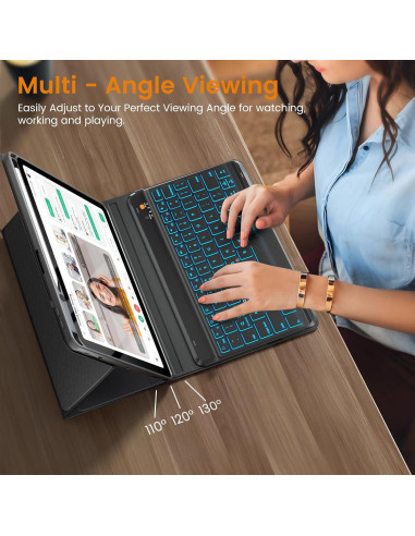 Funda con Teclado Inalámbrico OYEEICE para iPad Air 11" M2/5/4/Pro 11" - Negro