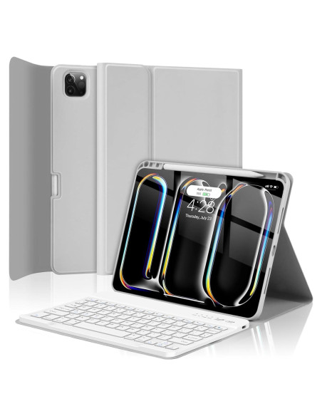 Funda de Teclado TQQ para iPad Pro 11" M4 2024 - Gris Funda de Teclado TQQ para iPad Pro 11" M4 2024 - Gris
