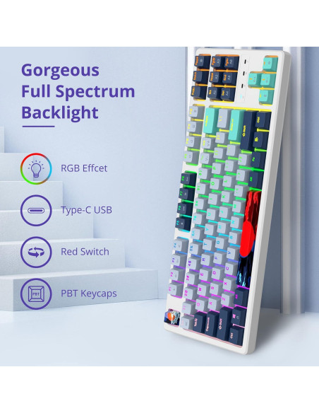 Teclado Mecánico TKL SbocKeeb RGB 87 Teclas Interruptores Rojos Teclado Mecánico TKL SbocKeeb RGB 87 Teclas Interruptores Rojos
