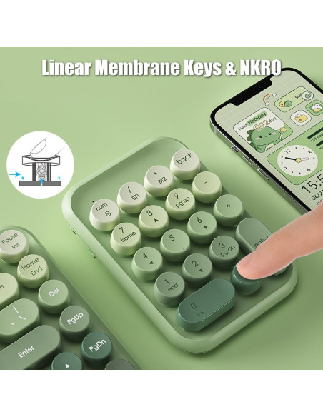 Teclado Numérico Inalámbrico TISHLED Retro Verde Matcha Teclado Numérico Inalámbrico TISHLED Retro Verde Matcha