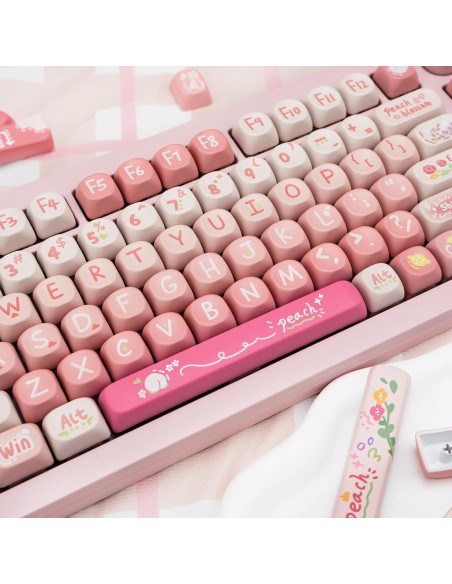 Teclado Mecánico COOMICKEY con Teclas PBT Rosa MOA 134 Teclas Teclado Mecánico COOMICKEY con Teclas PBT Rosa MOA 134 Teclas