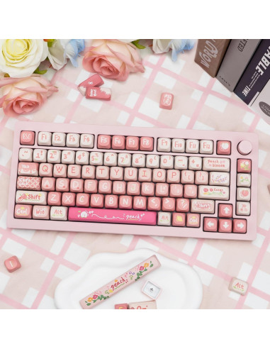 Teclado Mecánico COOMICKEY con Teclas PBT Rosa MOA 134 Teclas