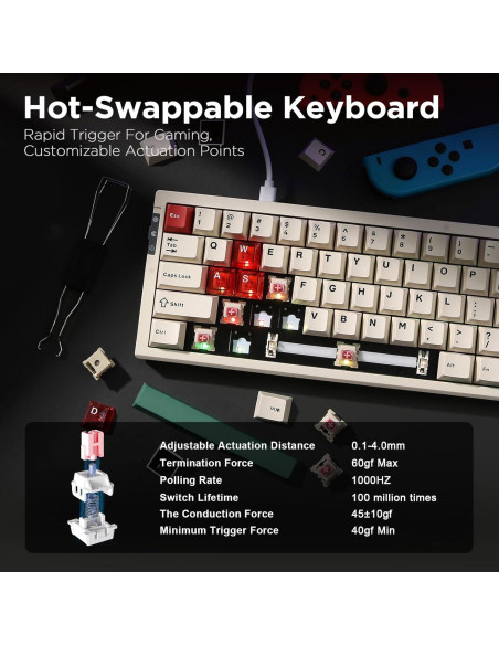 Teclado Gaming YUNZII RT68 TKL 68 Teclas RGB Outemu Beige Teclado Gaming YUNZII RT68 TKL 68 Teclas RGB Outemu Beige