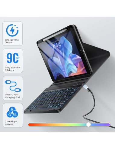 Funda Teclado Inalámbrico OYEEICE para iPad 9.7" 6ta Gen - Negro