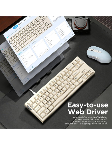 Teclado Gaming YUNZII RT68 TKL 68 Teclas RGB Outemu Beige Teclado Gaming YUNZII RT68 TKL 68 Teclas RGB Outemu Beige