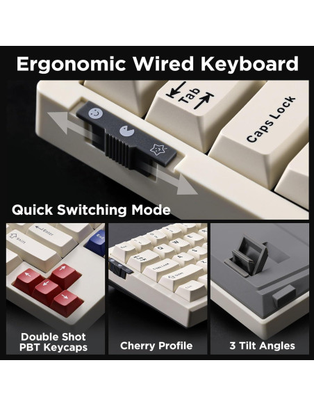 Teclado Gaming YUNZII RT68 TKL 68 Teclas RGB Outemu Beige Teclado Gaming YUNZII RT68 TKL 68 Teclas RGB Outemu Beige