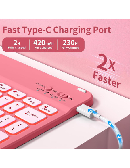 Funda de Teclado Inalámbrico AOUB para iPad 11" y 10.9" - Rosa Sandía Funda de Teclado Inalámbrico AOUB para iPad 11" y 10.9" - Rosa Sandía