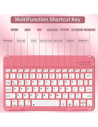Funda de Teclado Inalámbrico AOUB para iPad 11" y 10.9" - Rosa Sandía