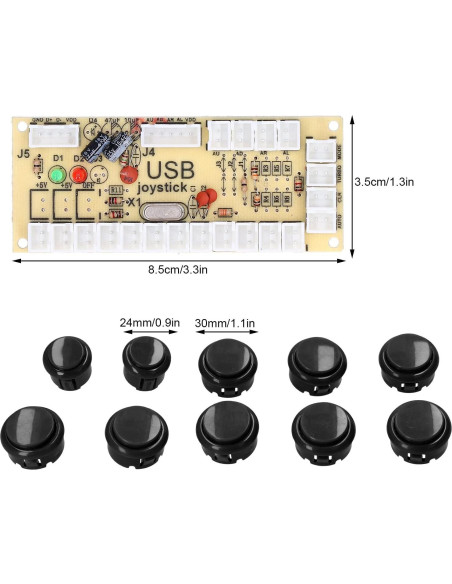 Kits de Joystick de Juego Hilitand DIY USB 8 Vías + 10 Botones Kits de Joystick de Juego Hilitand DIY USB 8 Vías + 10 Botones
